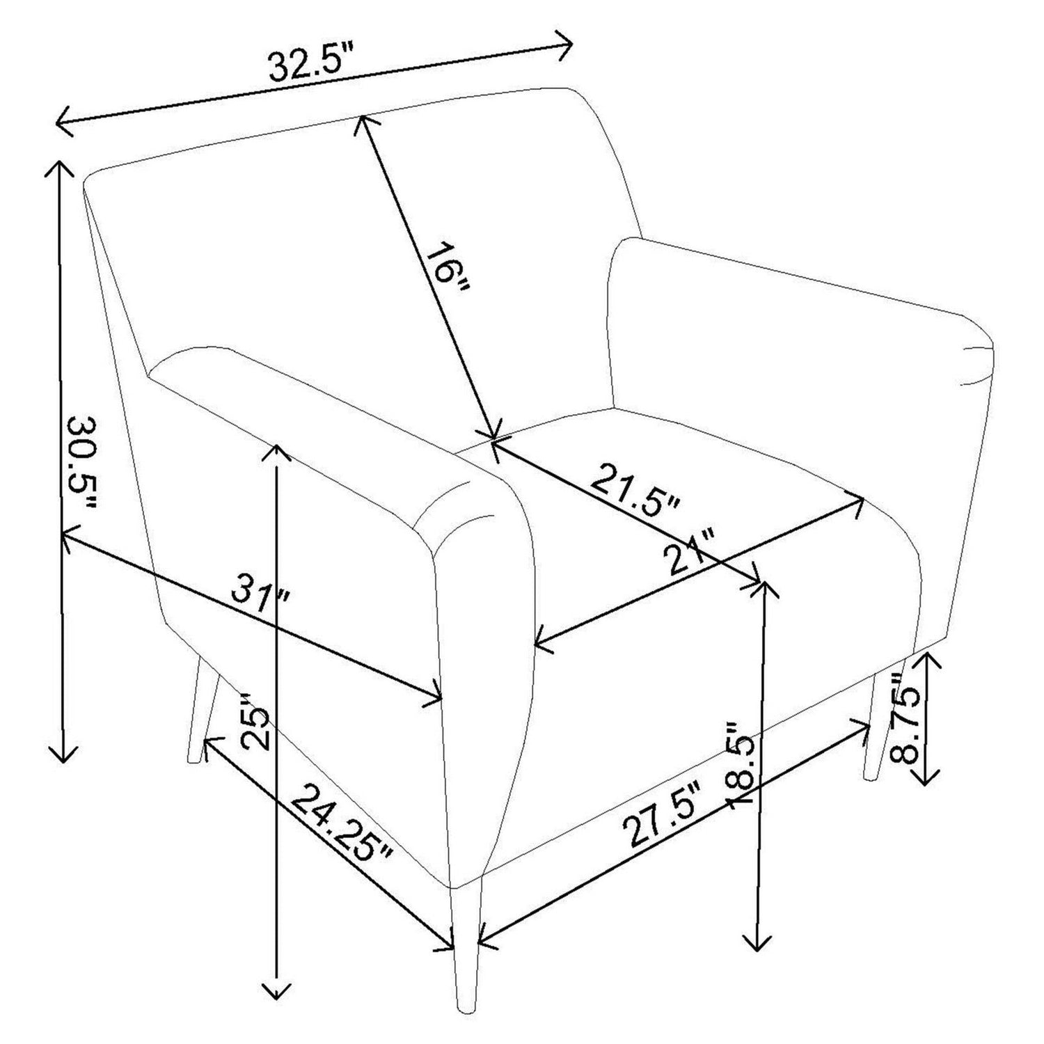 Sally Upholstered Track Arms Accent Chair Lemon 905639