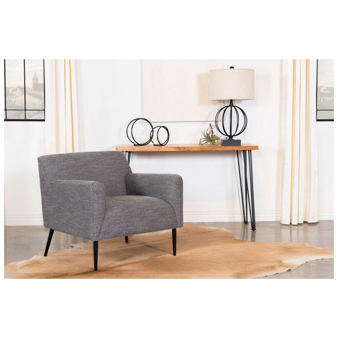 Darlene Upholstered Tight Back Accent Chair Charcoal 905640