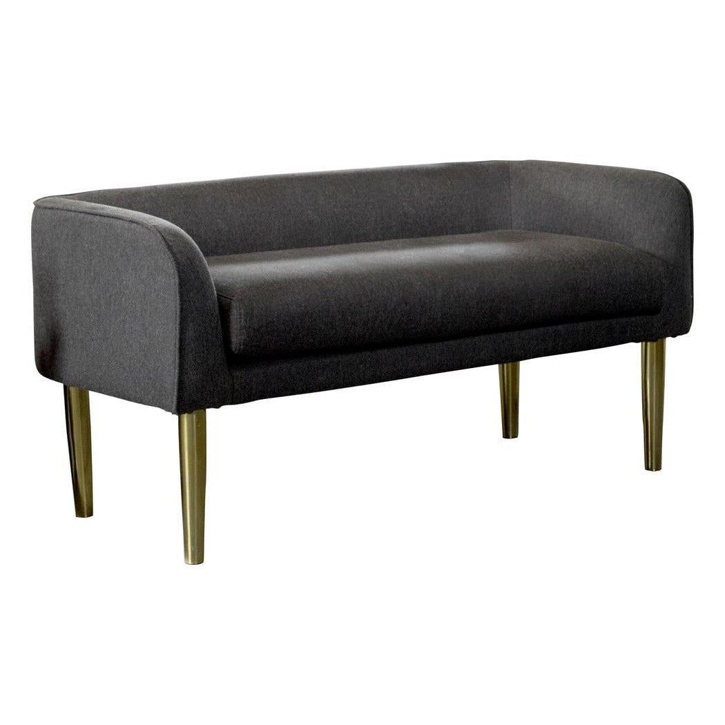Low Back Upholstered Bench Dark Grey and Gold 905689
