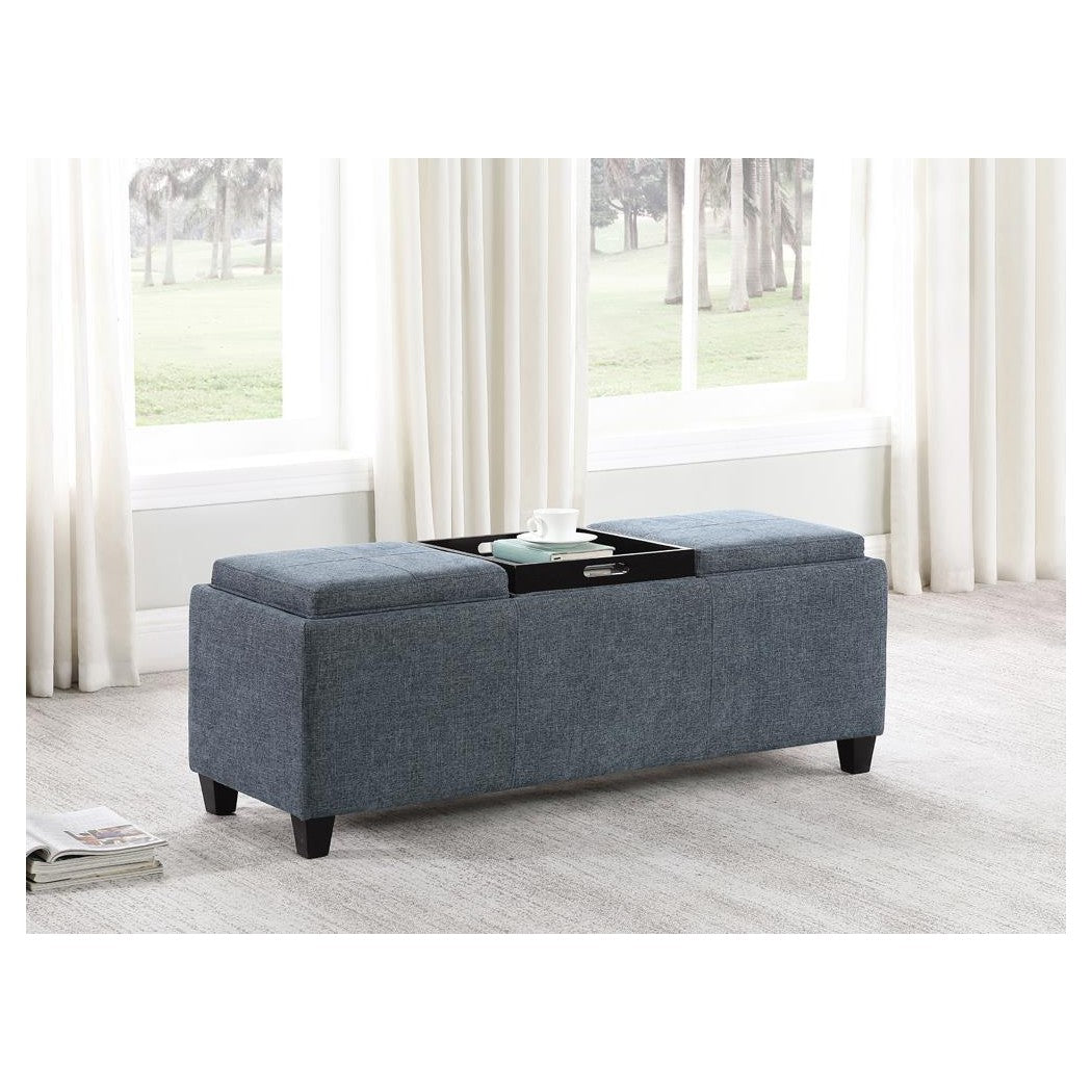 Rectangular Upholstered Storage Bench with Tray Table 905699