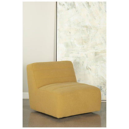 Cobie Upholstered Swivel Armless Chair Mustard 905724