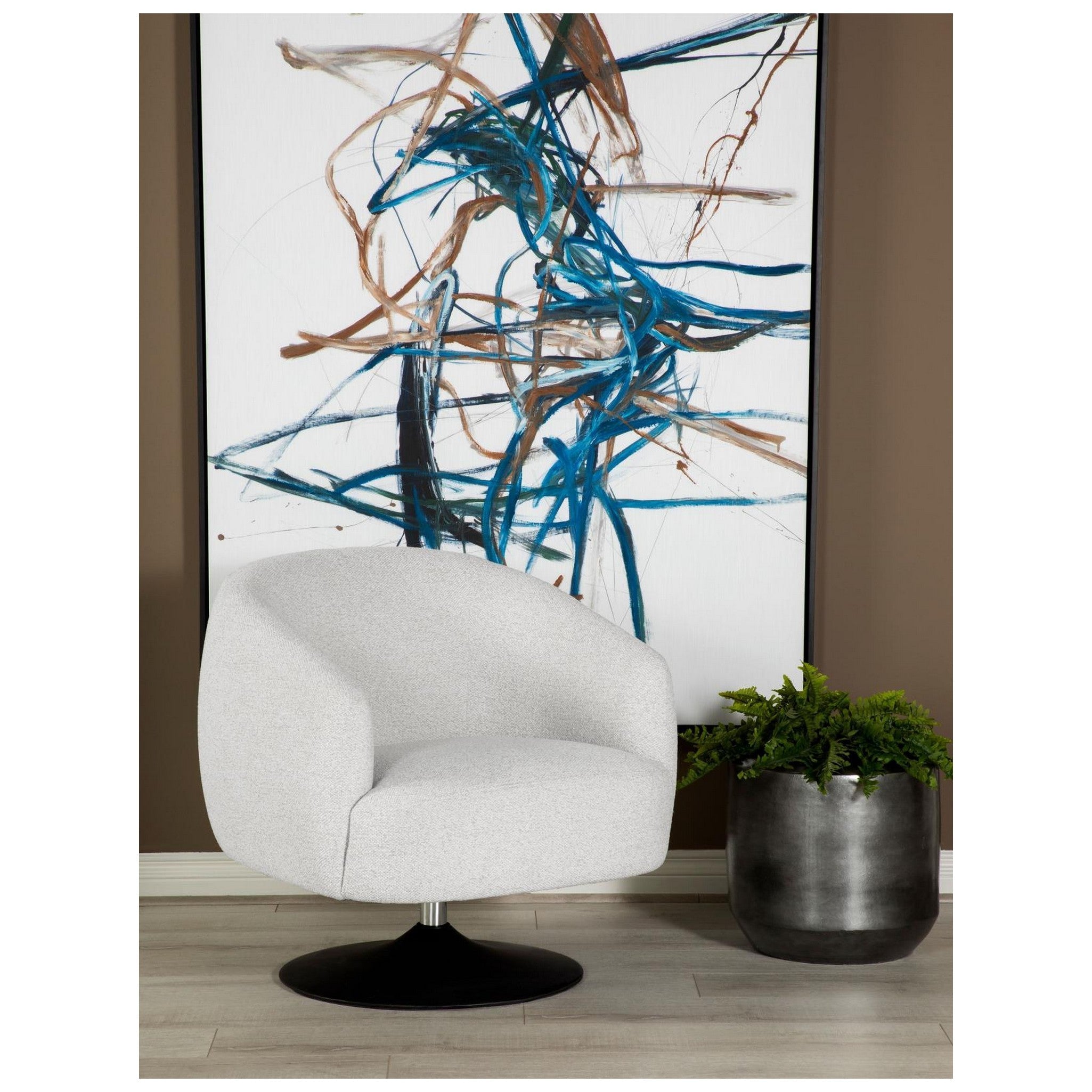 Dave Upholstered Swivel Accent Chair Beige and Matte Black 905739