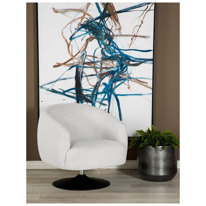 Dave Upholstered Swivel Accent Chair Beige and Matte Black 905739