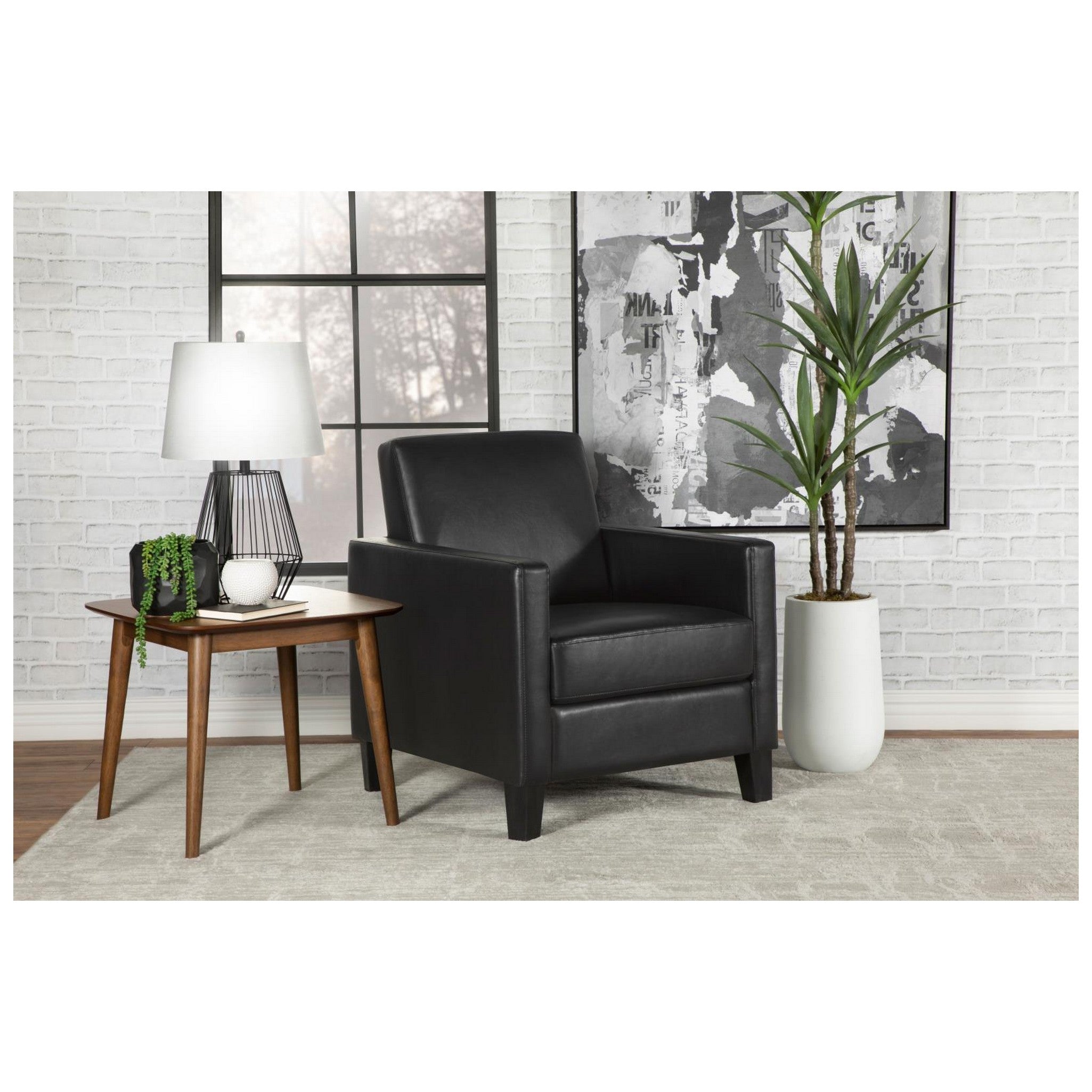 Julio Upholstered Accent Chair with Track Arms Black 909478