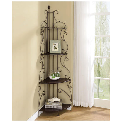 Poppy 4-shelf Corner Bookcase Cappuccino and Copper 910038