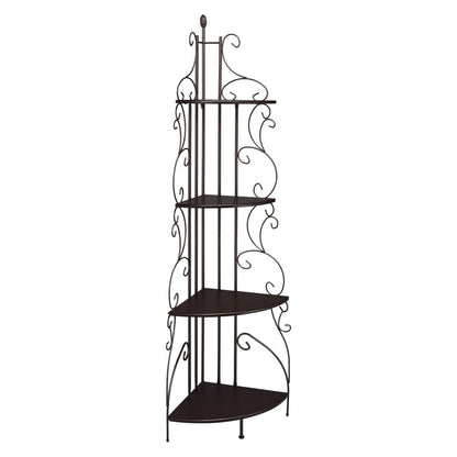 Poppy 4-shelf Corner Bookcase Cappuccino and Copper 910038