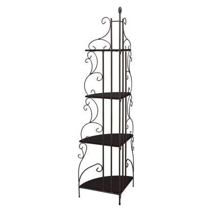 Poppy 4-shelf Corner Bookcase Cappuccino and Copper 910038