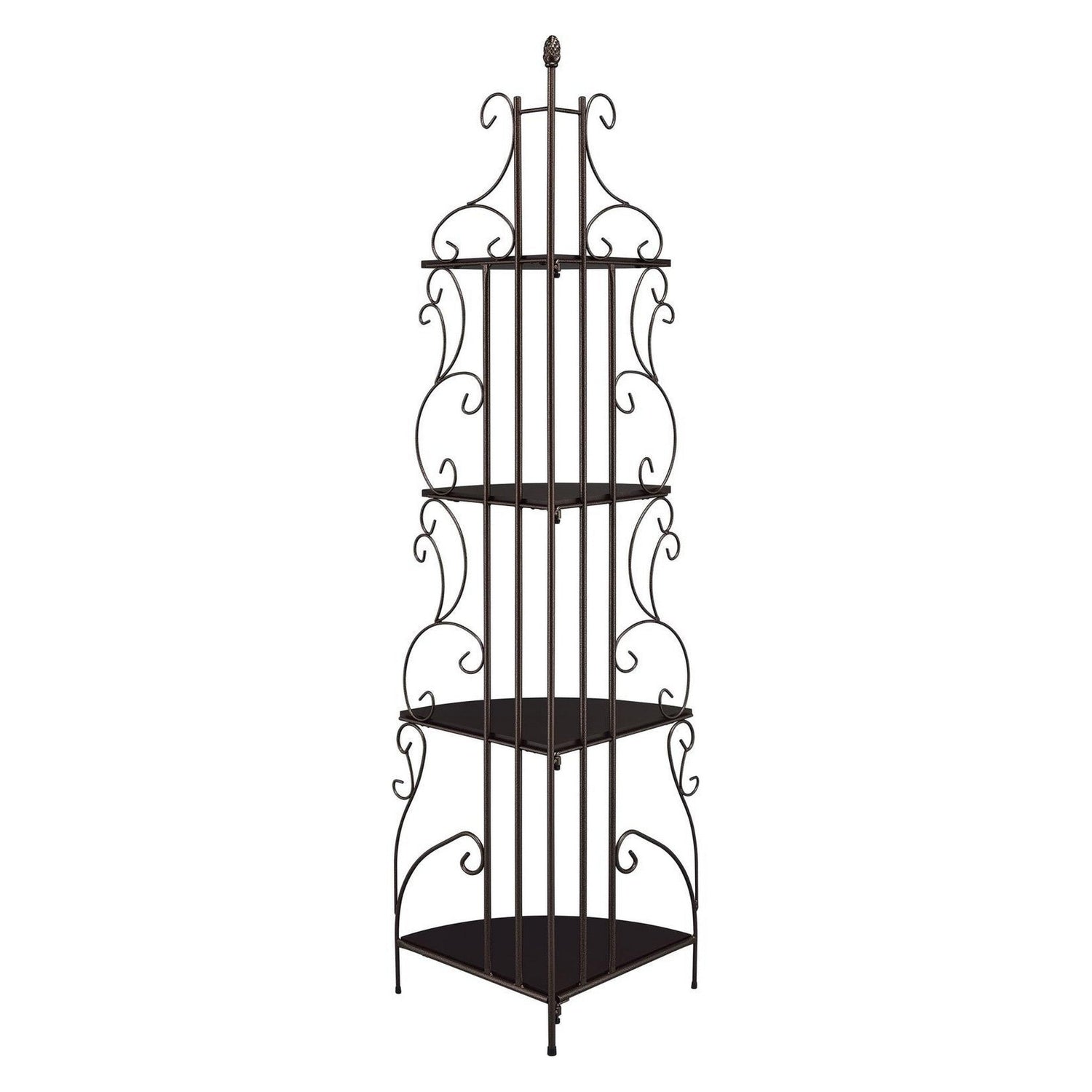 Poppy 4-shelf Corner Bookcase Cappuccino and Copper 910038