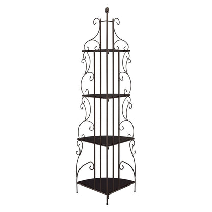 Poppy 4-shelf Corner Bookcase Cappuccino and Copper 910038
