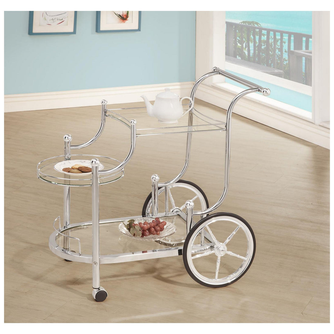 Sarandon 3-tier Serving Cart Chrome and Clear 910076