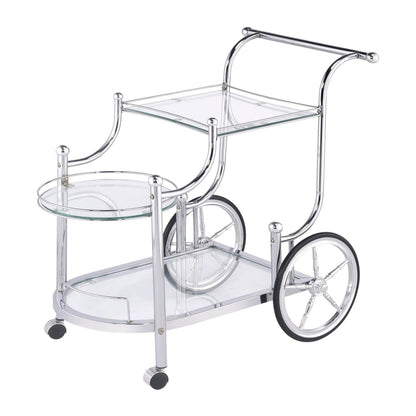 Sarandon 3-tier Serving Cart Chrome and Clear 910076