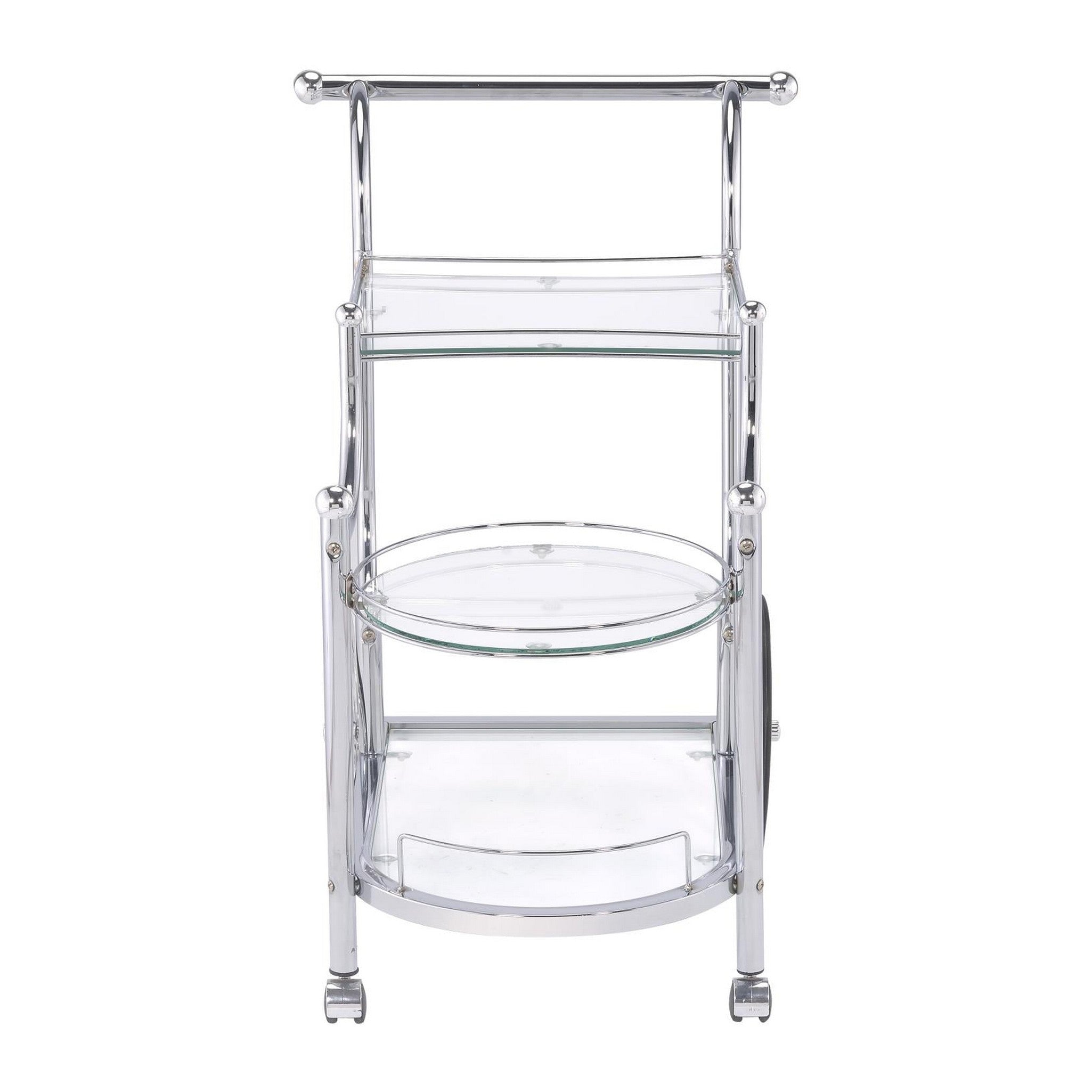 Sarandon 3-tier Serving Cart Chrome and Clear 910076