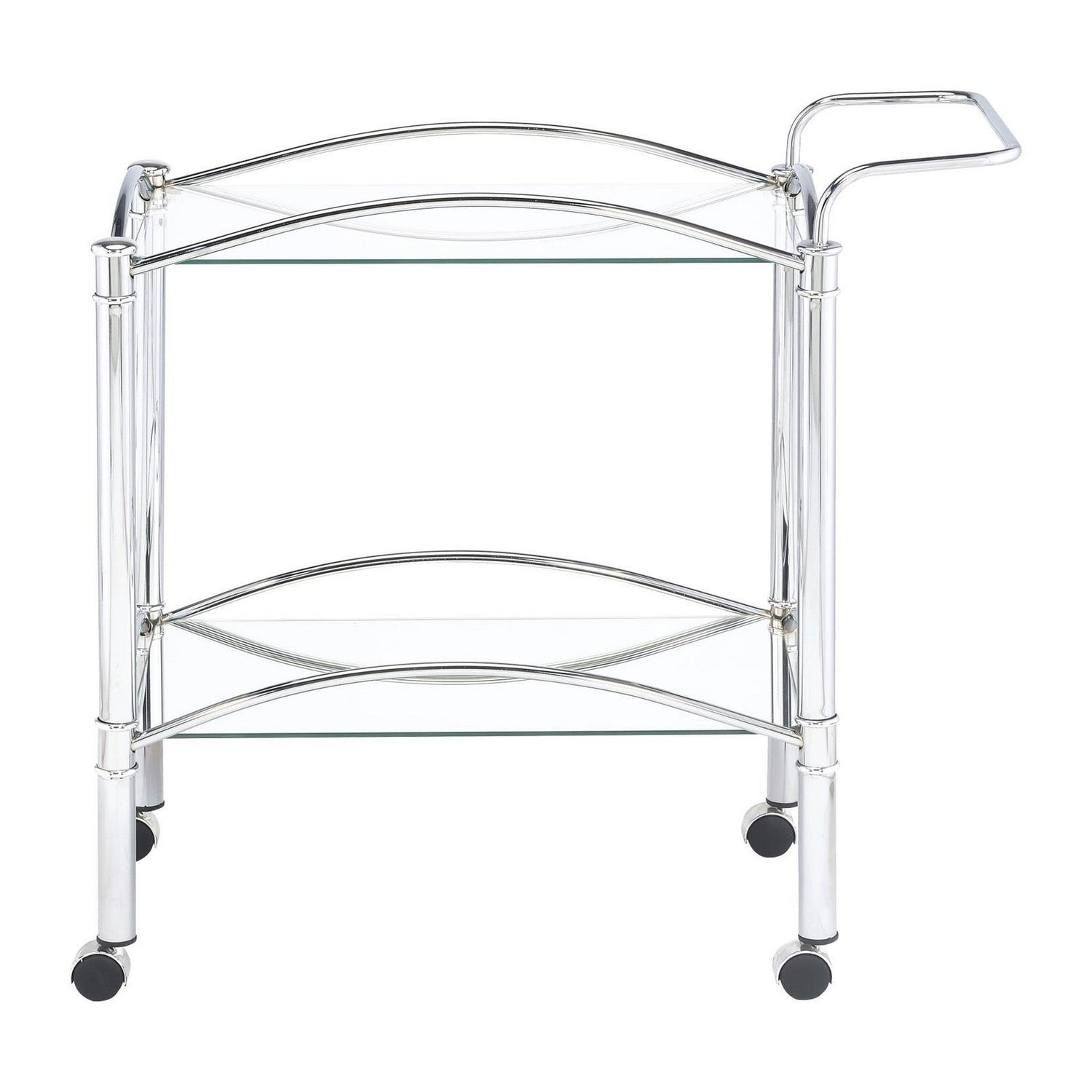 Shadix 2-tier Serving Cart with Glass Top Chrome and Clear 910077