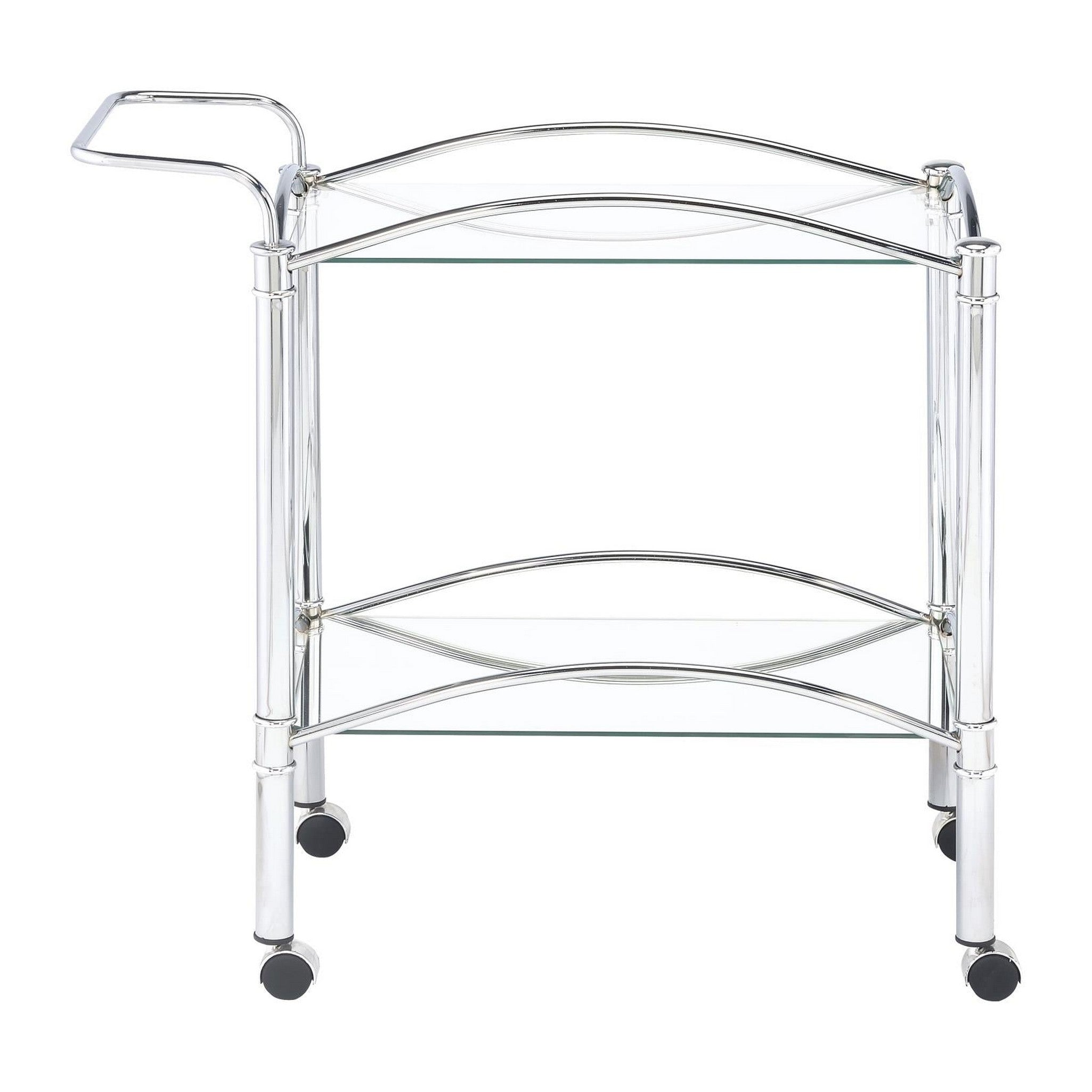 Shadix 2-tier Serving Cart with Glass Top Chrome and Clear 910077