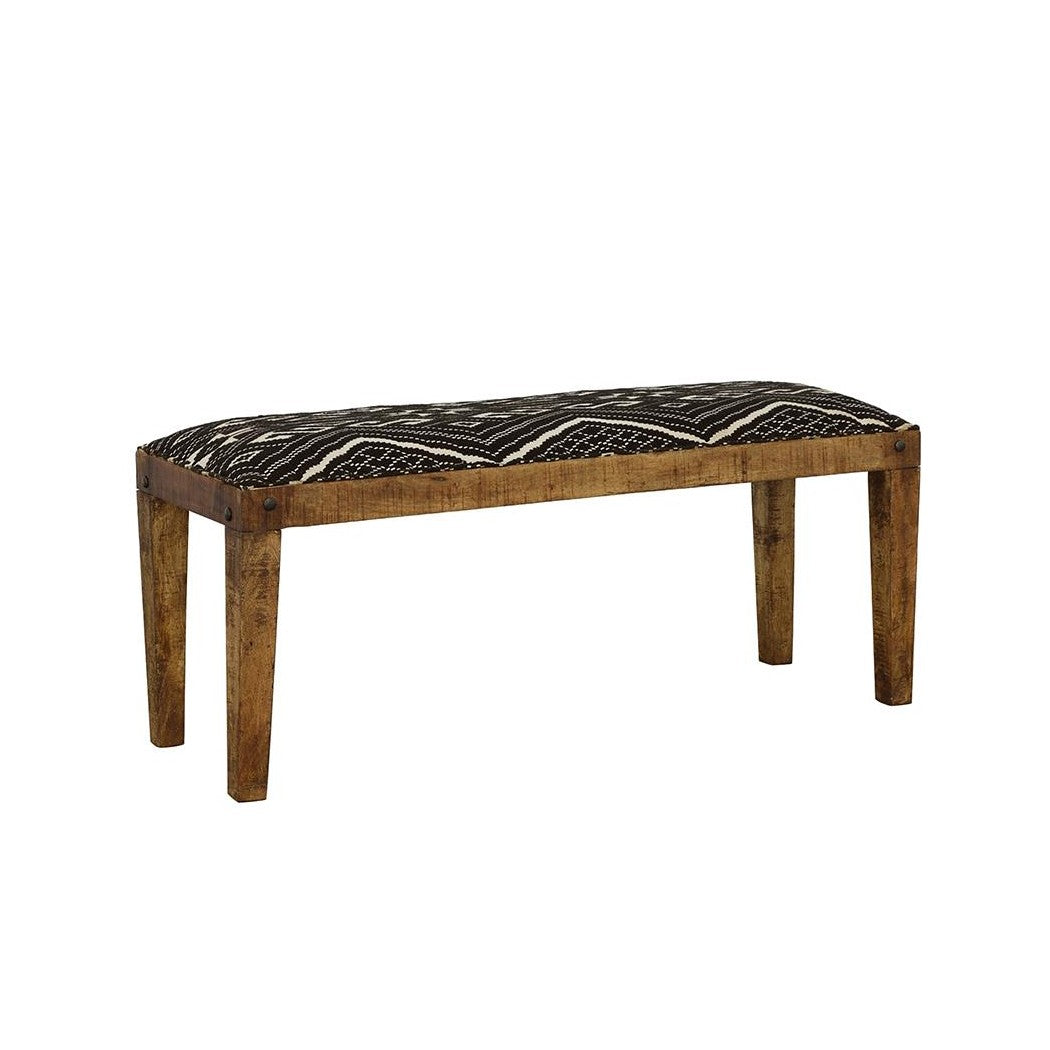 Lamont Rectangular Upholstered Bench Natural and Navy 910177