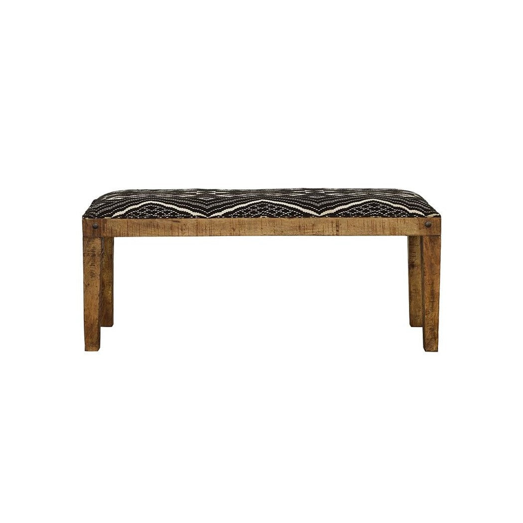 Lamont Rectangular Upholstered Bench Natural and Navy 910177