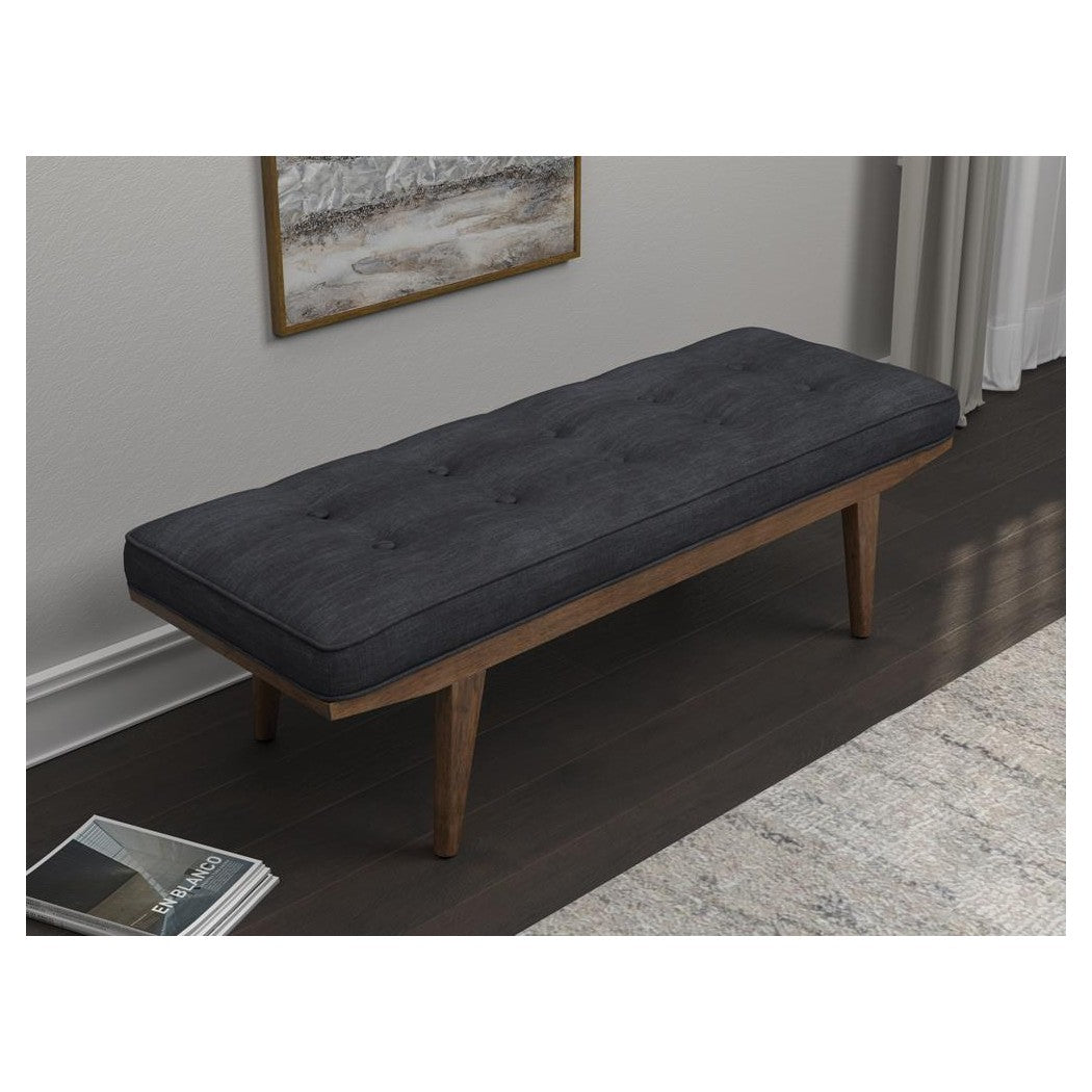 Wilson Upholstered Tufted Bench Taupe and Natural 910213