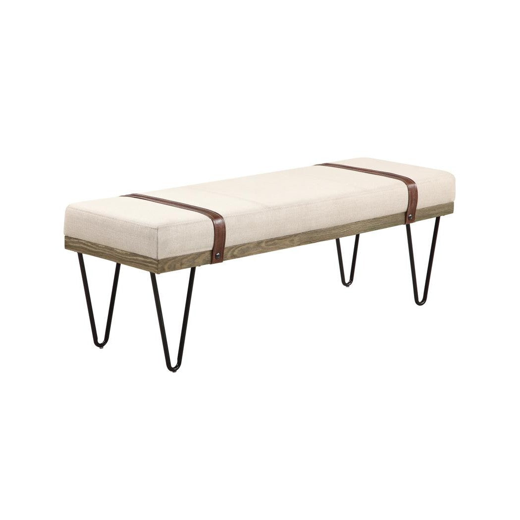 Austin Upholstered Bench Beige and Black 910258