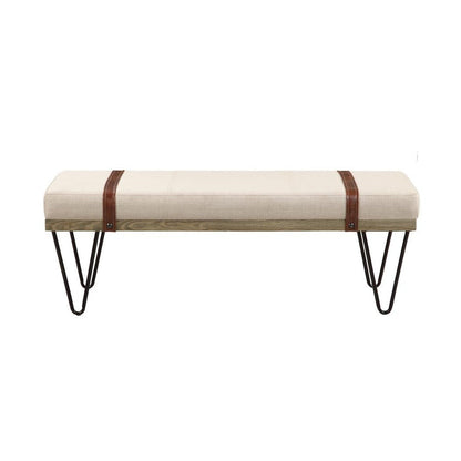 Austin Upholstered Bench Beige and Black 910258