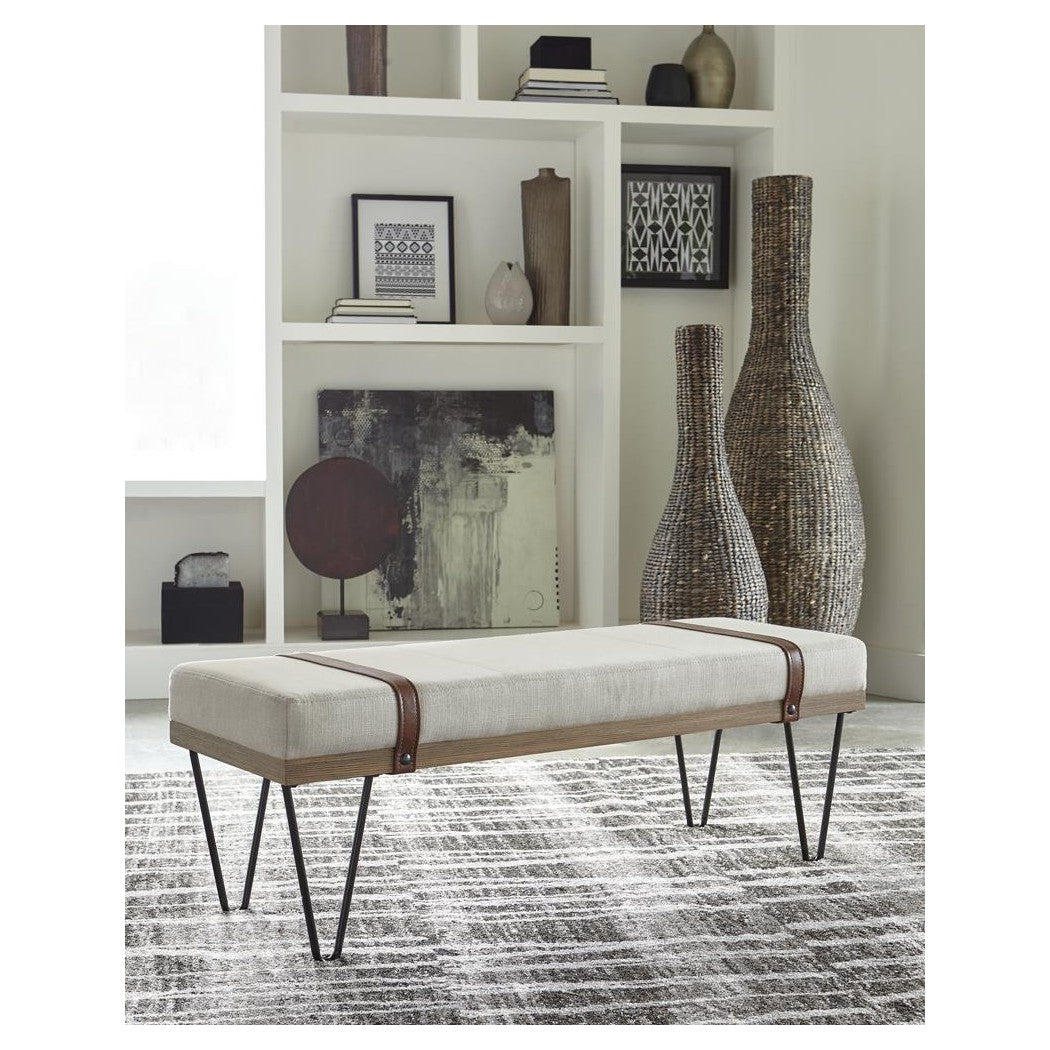 Austin Upholstered Bench Beige and Black 910258