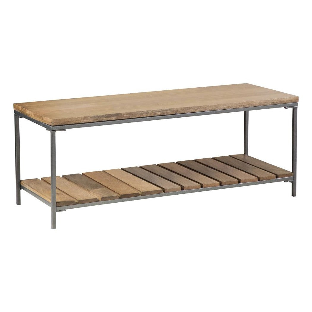 Gerbera Accent Bench with Slat Shelf Natural and Gunmetal 914127
