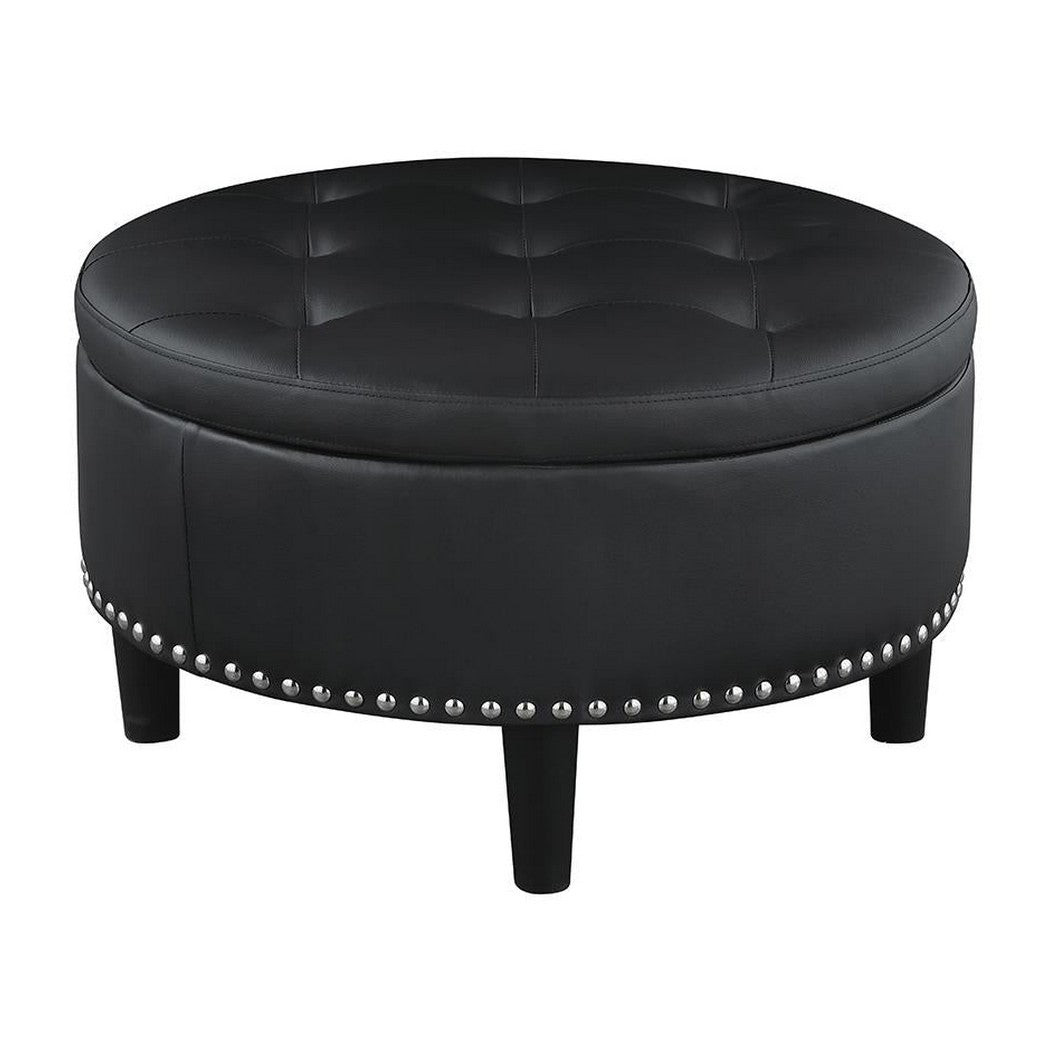 Jace Upholstered Tufted Storage Ottoman Black 914144