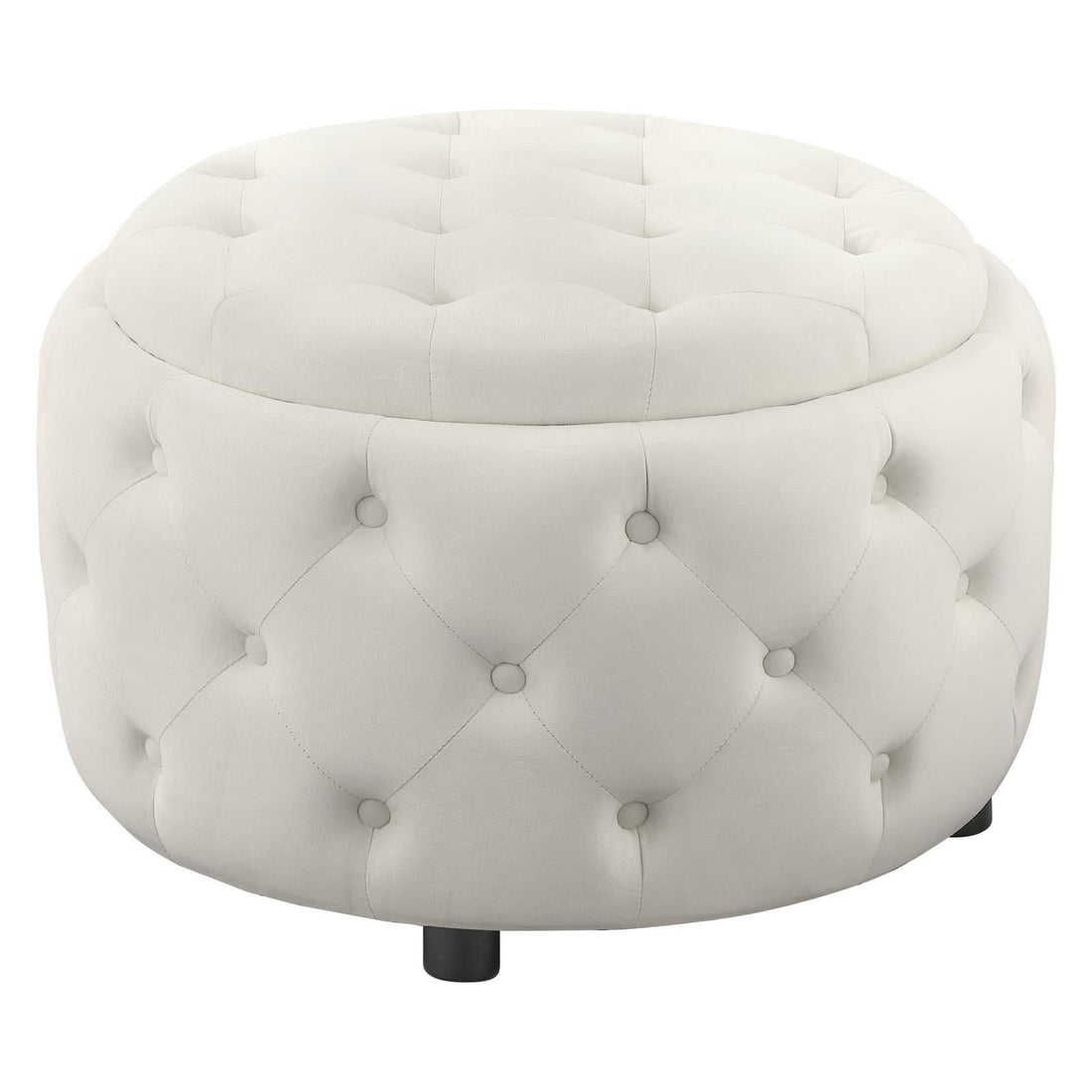 Angelina Tufted Storage Round Ottoman Pearl 915407