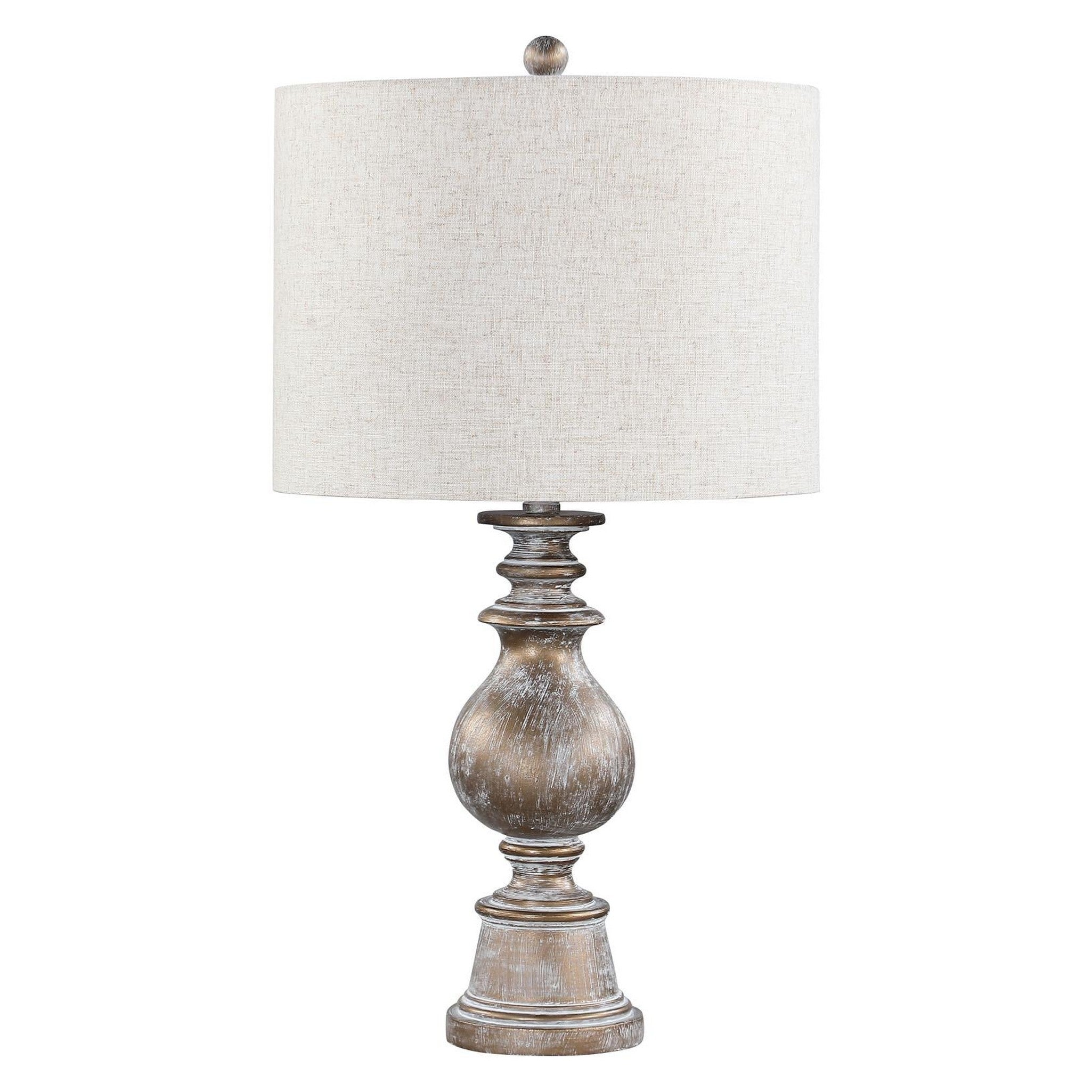 Brie Drum Shade Table Lamp Oatmeal and Antique Gold 920169
