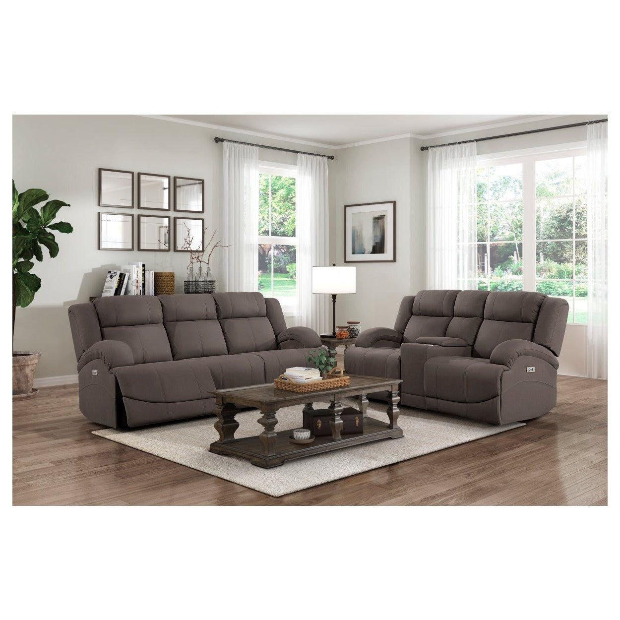 Power Double Reclining Love Seat with Center Console 9207CHC-2PW