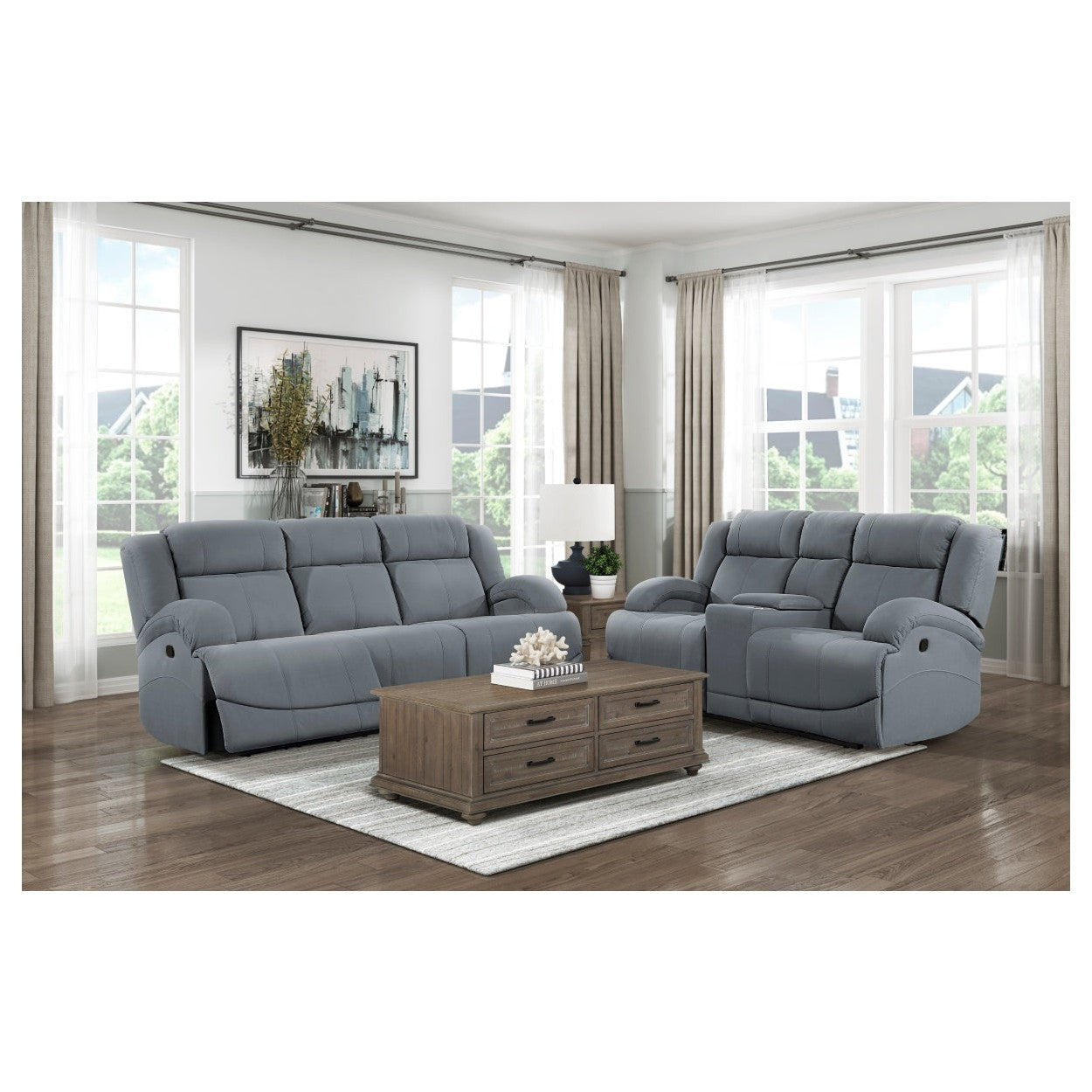 Double Reclining Sofa 9207GPB-3