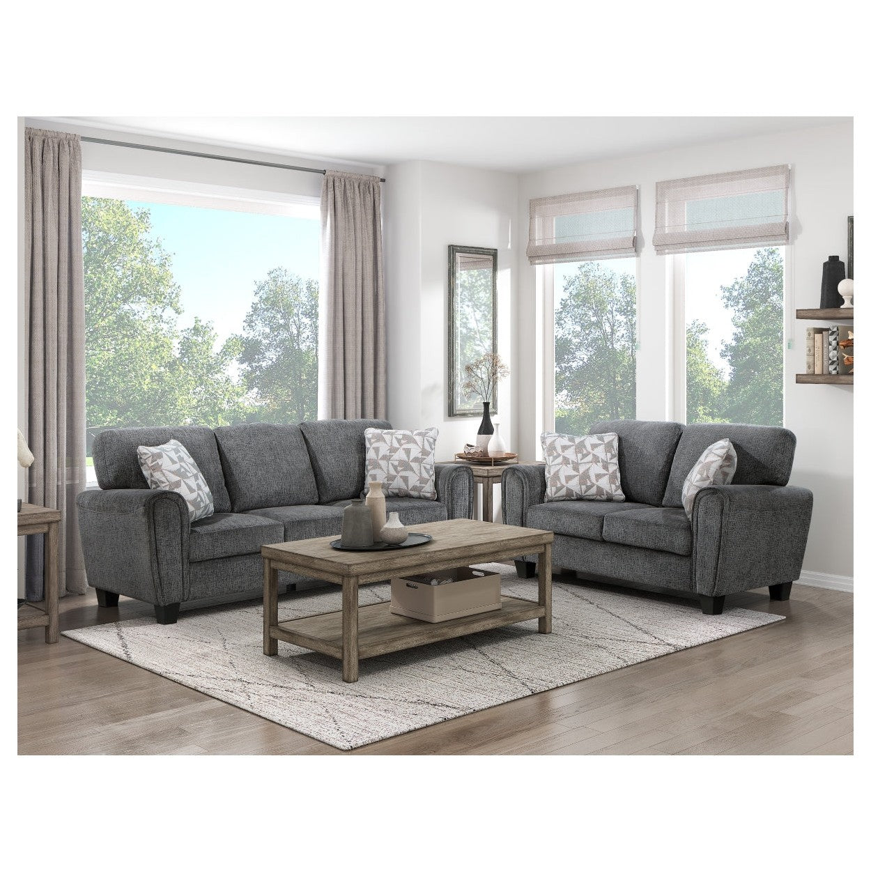 Sofa with 2 pillows 9214GY-3