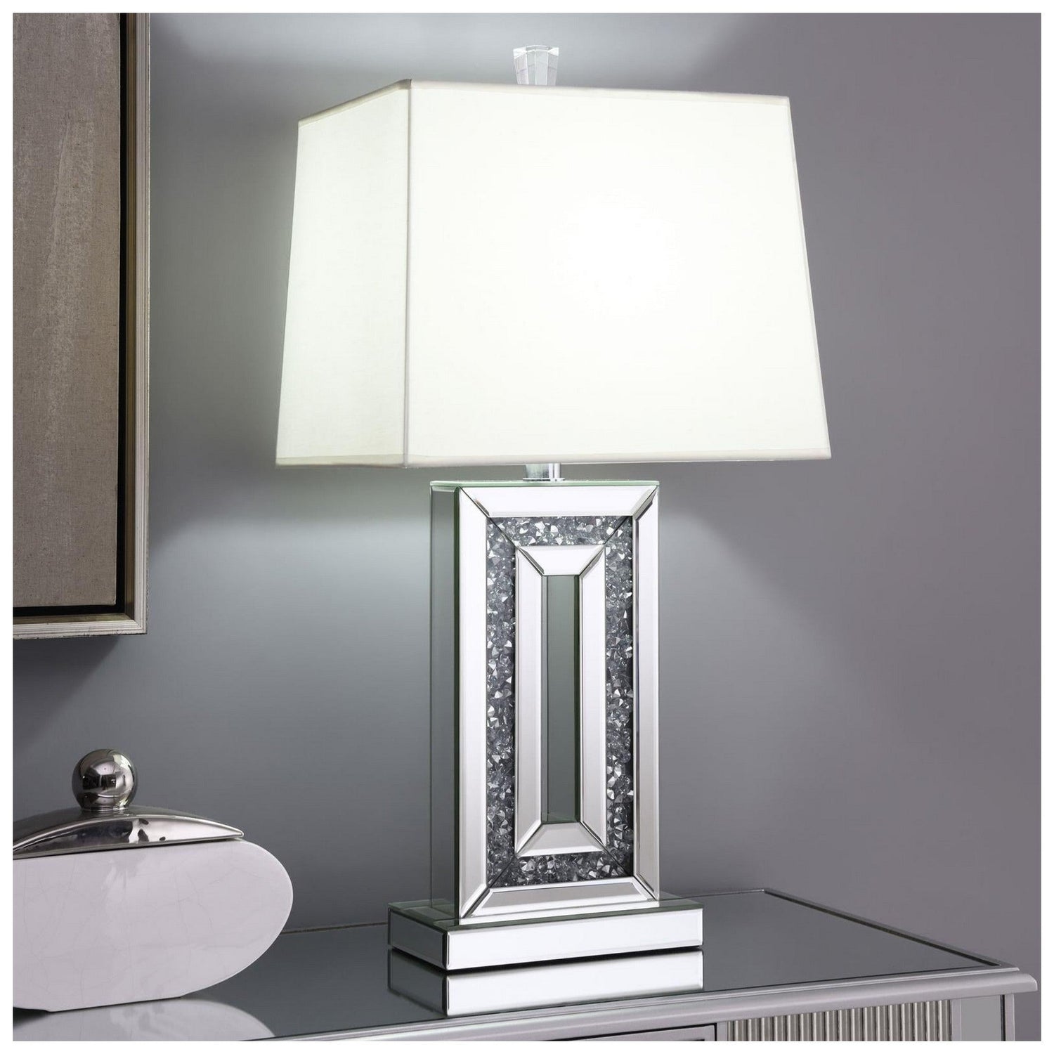 Ayelet Table Lamp with Square Shade White and Mirror 923288