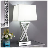 Dominick Table Lamp with Rectange Shade White and Mirror 923289