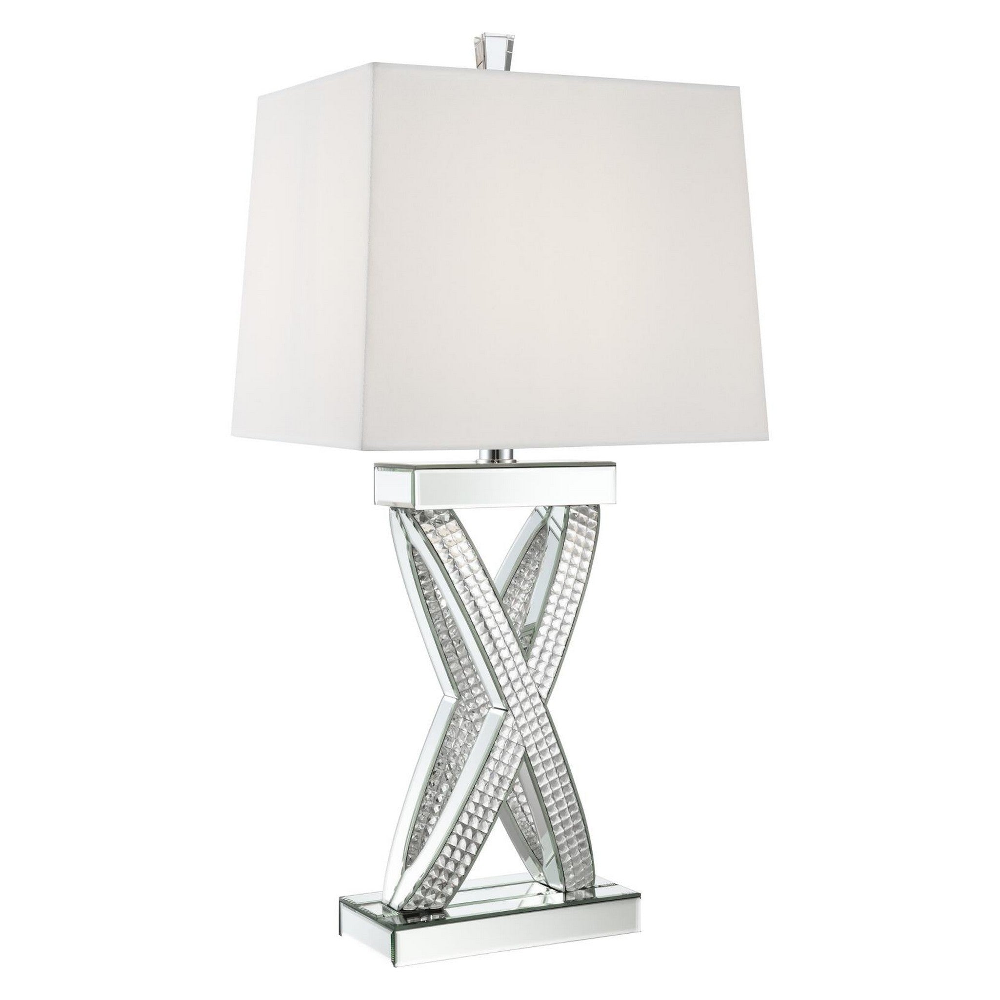 Dominick Table Lamp with Rectange Shade White and Mirror 923289