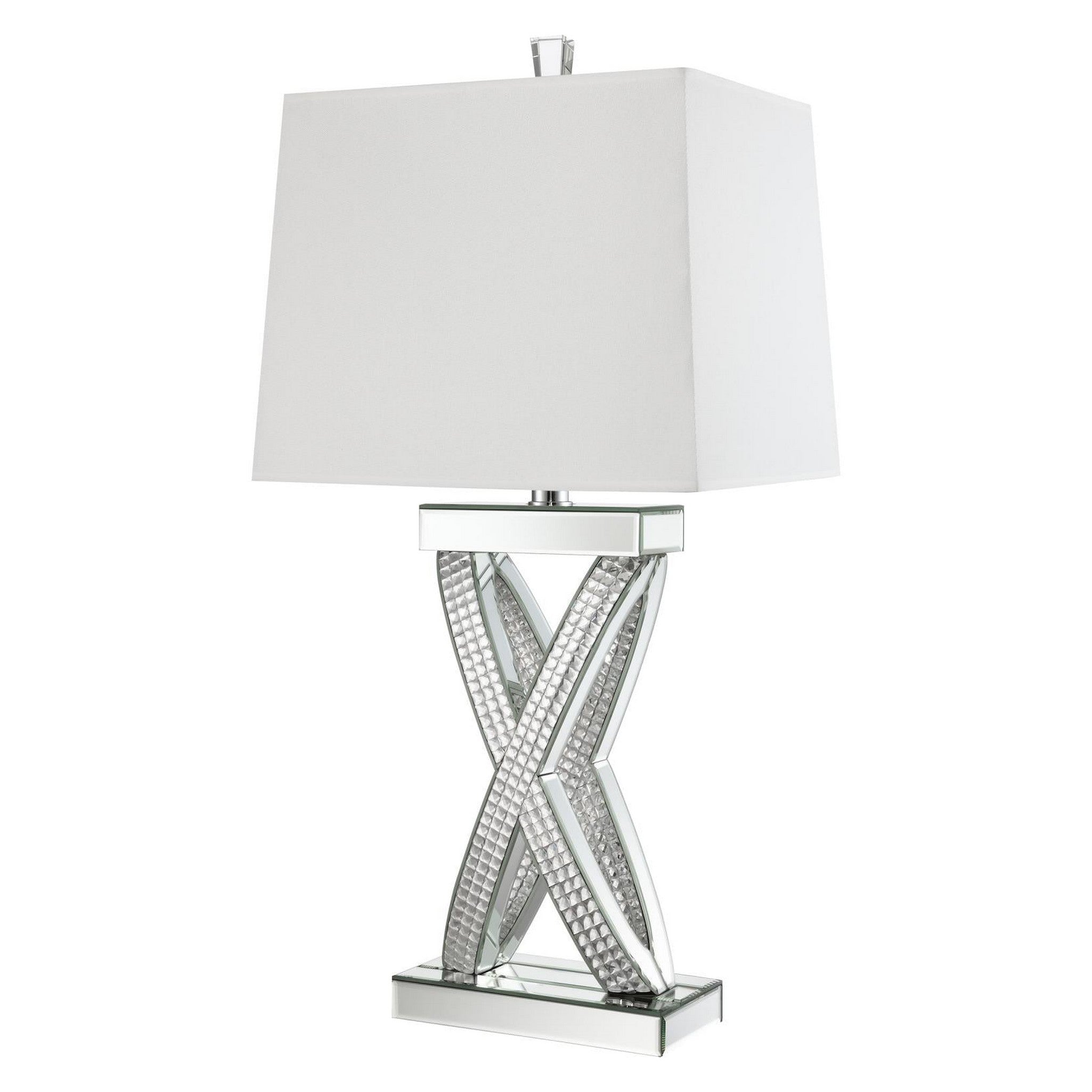Dominick Table Lamp with Rectange Shade White and Mirror 923289