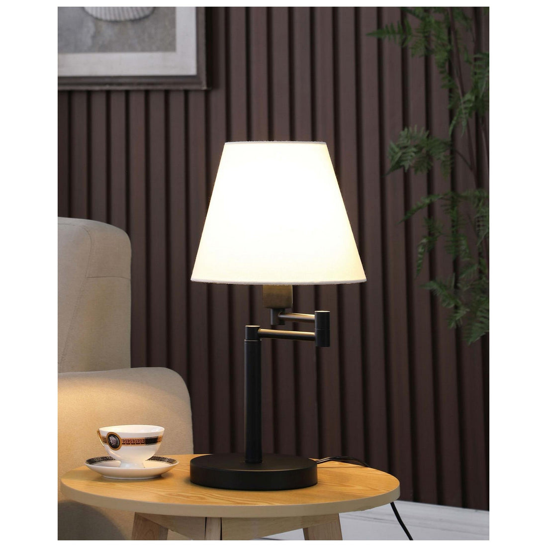 Colombe Rotatable Frame Table Lamp Off White and Matte Black 923306