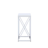 Edmund Accent Table with X-cross Glossy White and Chrome 930014