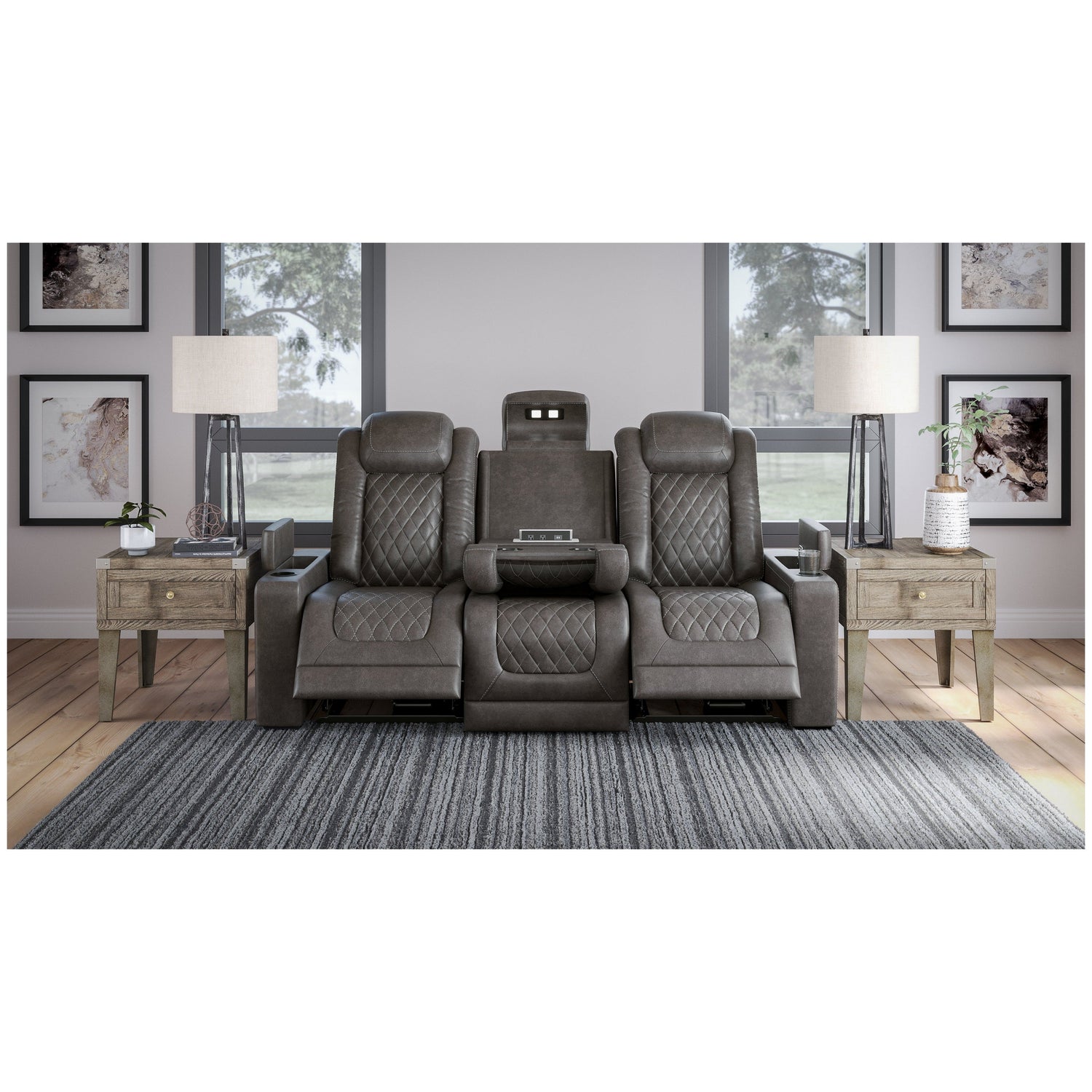 HyllMont Power Reclining Sofa Ash-9300315