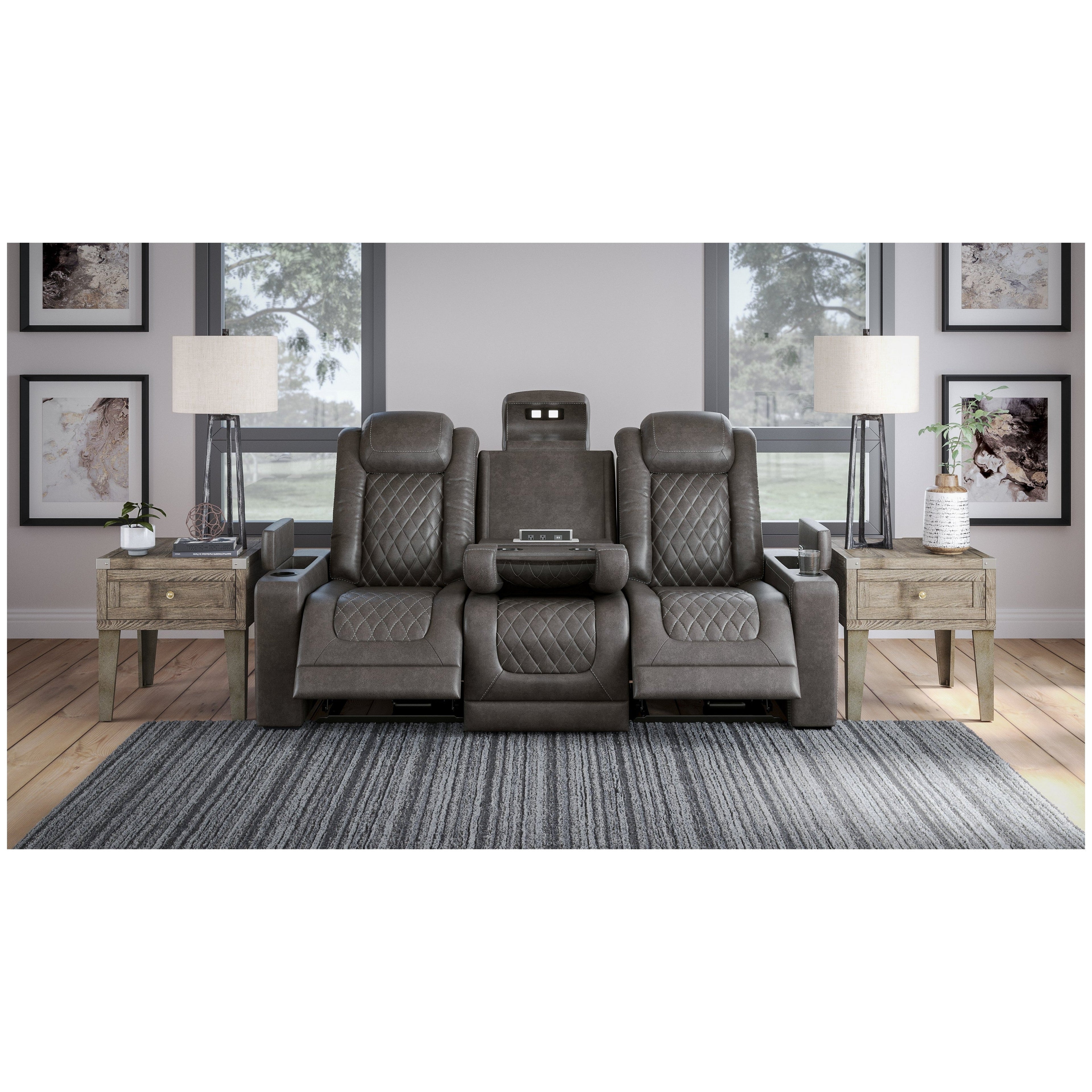 HyllMont Power Reclining Sofa Ash-9300315