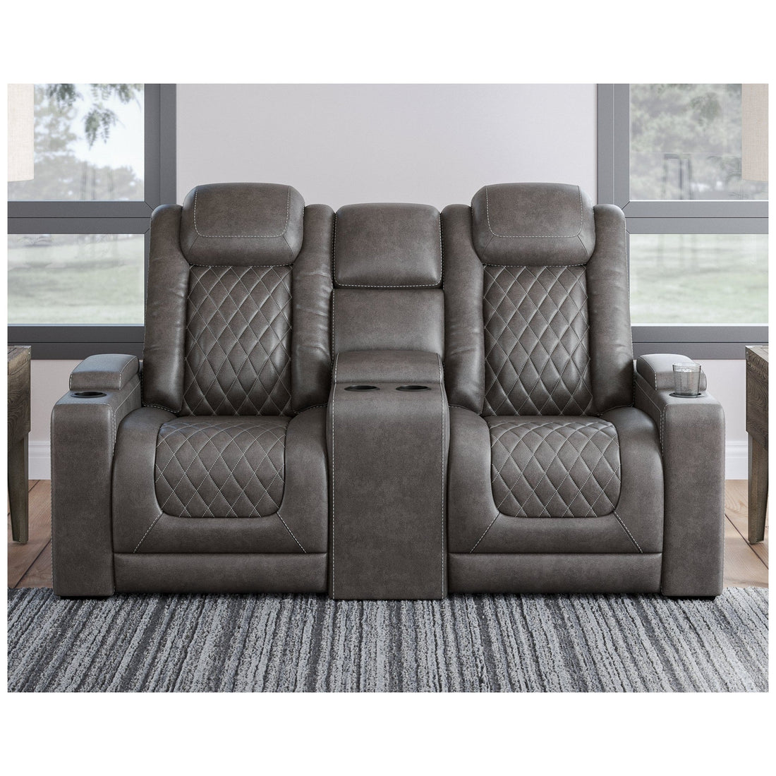 HyllMont Power Reclining Loveseat with Console Ash-9300318