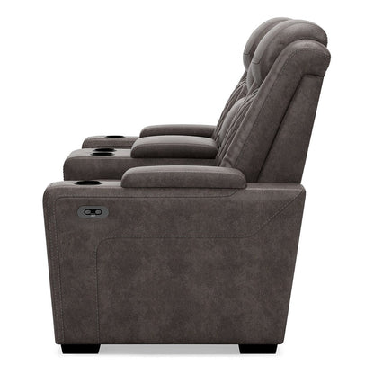HyllMont Power Reclining Loveseat with Console Ash-9300318