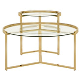 Delia 2-piece Round Nesting Table Clear and Gold 930251