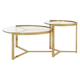 Delia 2-piece Round Nesting Table Clear and Gold 930251