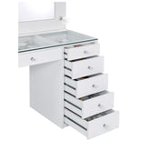 Percy 7-drawer Glass Top Vanity Desk with Lighting White 931143