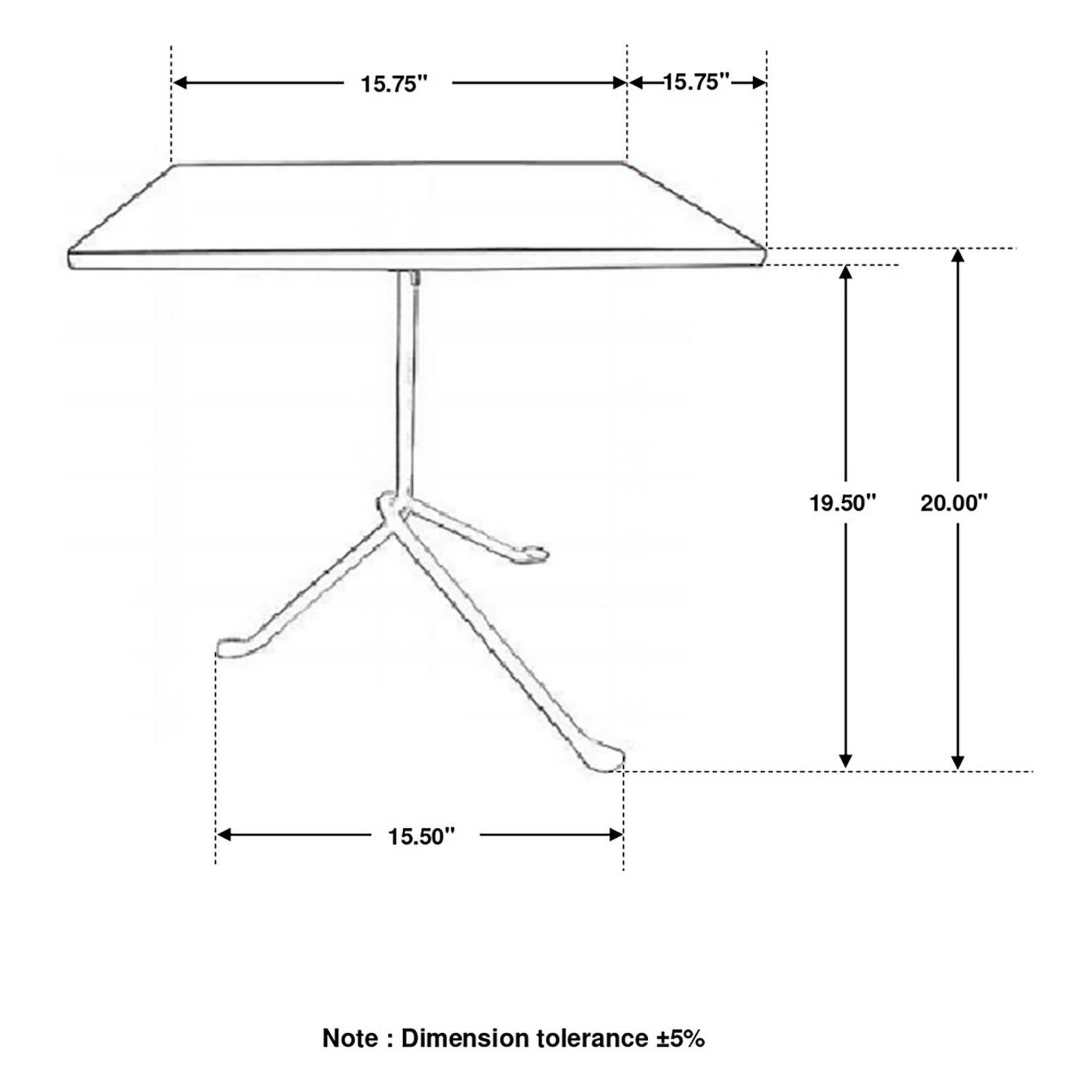 Heitor Square Accent Table with Tripod Legs Dark Brown and Gunmetal 931206