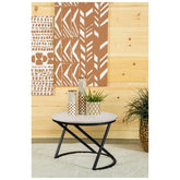 Miguel Round Accent Table with Marble Top White and Black 931227