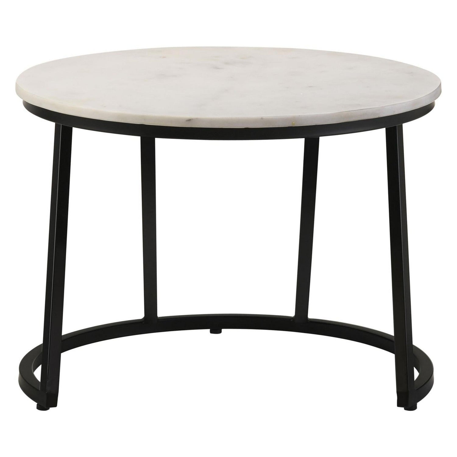 Miguel Round Accent Table with Marble Top White and Black 931227