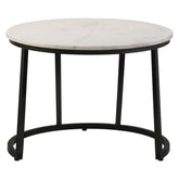 Miguel Round Accent Table with Marble Top White and Black 931227