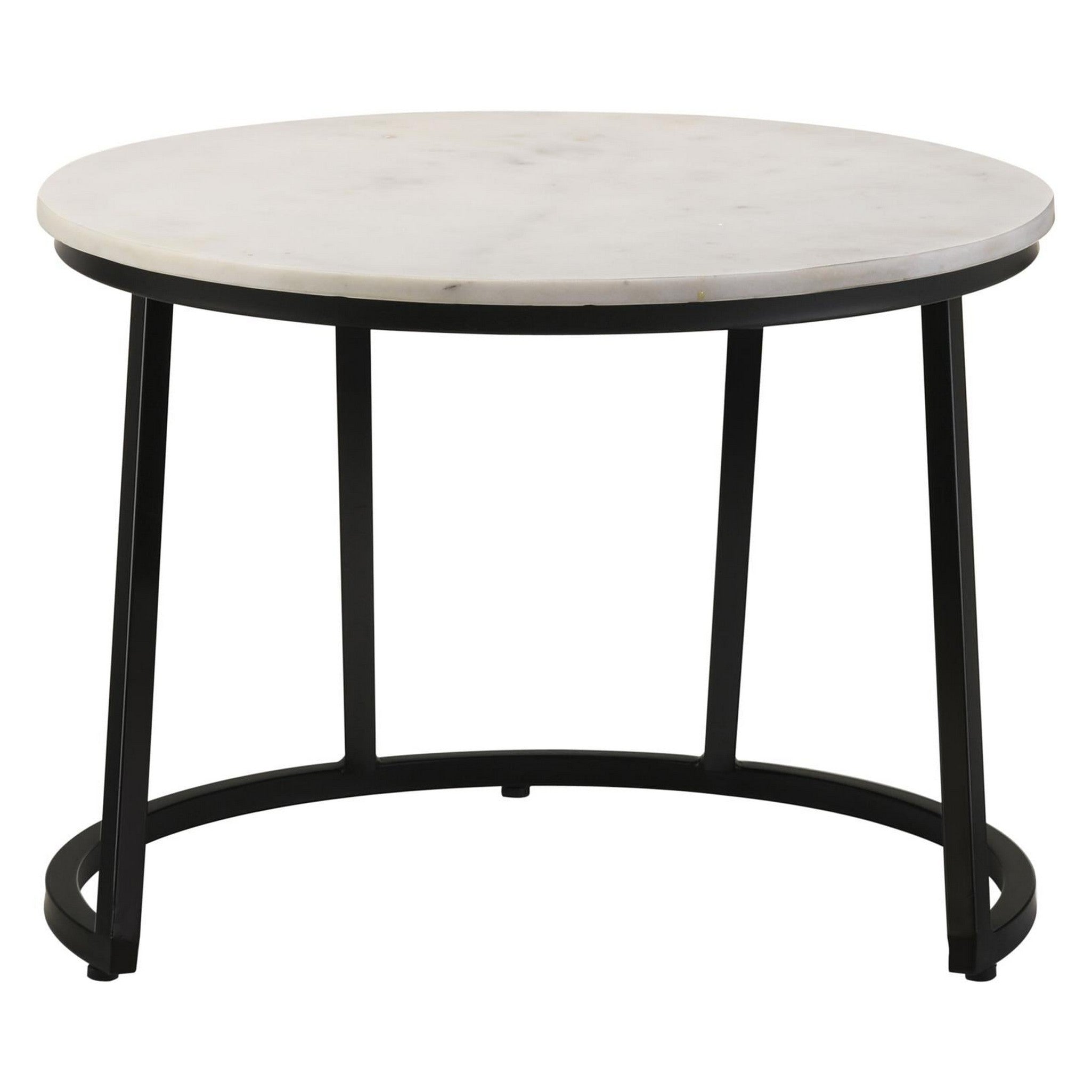 Miguel Round Accent Table with Marble Top White and Black 931227