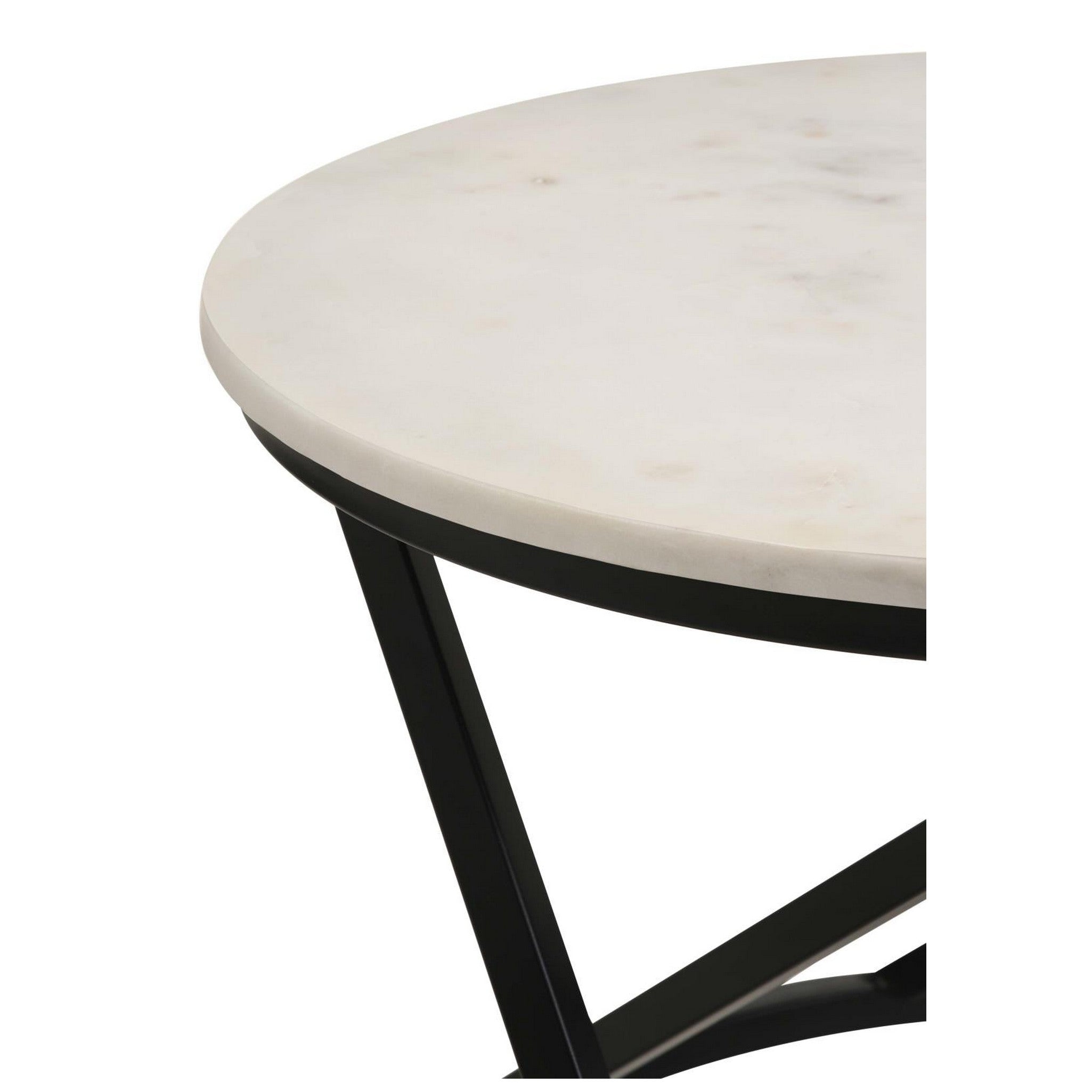 Miguel Round Accent Table with Marble Top White and Black 931227